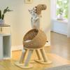 imagePAWZ Road Modern Cat Tree 46 Cat Dinosaur Tower with Scratching Post Large Rattan Cats House in 18 Diameter Wicker Cats Bed with Removable Mat