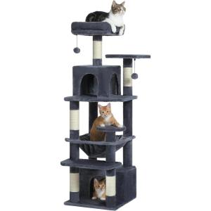 imagePAWZ Road Christmas Cat Tree 72 Inches Tall Cat Tower with 2 Perches 2 Condos and Spacious Hammock Attractive Cat House with Xmas Tree Scratcher 7 Scratching Posts for Large CatsDark Gray