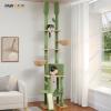 imageFloor to Ceiling Cat Tree Height 85112 Inches Adjustable Tall Cat Tower 7 Tiers Activity Climbing Tower Large Cat Tree with Cozy Hammocks 5 Platforms and Scratching Posts for Indoor CatsBeigeGreen