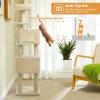 imagePAWZ Road 38quot MultiLevel Cactus Cat Tree with Scratching Posts Cozy Condo and Hammock  Stylish Cat Tower for Indoor CatsBeige