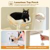 imagePAWZ Road 38quot MultiLevel Cactus Cat Tree with Scratching Posts Cozy Condo and Hammock  Stylish Cat Tower for Indoor CatsBeige
