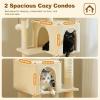 imagePAWZ Road 38quot MultiLevel Cactus Cat Tree with Scratching Posts Cozy Condo and Hammock  Stylish Cat Tower for Indoor CatsBeige