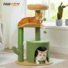imagePAWZ Road 38quot MultiLevel Cactus Cat Tree with Scratching Posts Cozy Condo and Hammock  Stylish Cat Tower for Indoor CatsCactus Green