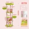 imagePAWZ Road 38quot MultiLevel Cactus Cat Tree with Scratching Posts Cozy Condo and Hammock  Stylish Cat Tower for Indoor CatsPink