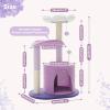 imagePAWZ Road 38quot MultiLevel Cactus Cat Tree with Scratching Posts Cozy Condo and Hammock  Stylish Cat Tower for Indoor CatsPurple