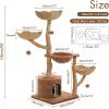 imagePAWZ Road Cat Tree for Indoor Cats Large Adults 59 Inches Modern Cat Tower with 3 Large Baskets Natural Solid Wood Luxury Condo and Hammock Modern Furniture for Big Cats BrownBrown
