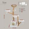 imagePAWZ Road Cat Tree for Indoor Cats Large Adults 59 Inches Modern Cat Tower with 3 Large Baskets Natural Solid Wood Luxury Condo and Hammock Modern Furniture for Big Cats BrownWhite