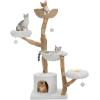 imagePAWZ Road Cat Tree for Indoor Cats Large Adults 59 Inches Modern Cat Tower with 3 Large Baskets Natural Solid Wood Luxury Condo and Hammock Modern Furniture for Big Cats BrownWhite