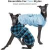 imagePAWZ Road Dog Winter Coat with 5 Layers Warm Material Reversible Dog Clothes with 2 Sides Dog Jacket Outdoor Water Repellent Green Plaid 2XLBlue Plaid