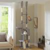 imageFloor to Ceiling Cat Tree Height 85112 Inches Adjustable Tall Cat Tower 7 Tiers Activity Climbing Tower Large Cat Tree with Cozy Hammocks 5 Platforms and Scratching Posts for Indoor CatsBeigeGray