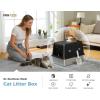 imagePAWZ Road Stainless Steel Cat Litter Box XL Extra Large Enclosed Litter Box with NonSticky Metal Pan 16quot High Sidesampamp AntiLeakage with Scoop Front ampamp Top Dual Entry for Big Cats GrayBlack
