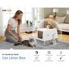imagePAWZ Road Stainless Steel Cat Litter Box XL Extra Large Enclosed Litter Box with NonSticky Metal Pan 16quot High Sidesampamp AntiLeakage with Scoop Front ampamp Top Dual Entry for Big Cats GrayWhite