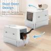 imagePAWZ Road Stainless Steel Cat Litter Box XL Extra Large Enclosed Litter Box with NonSticky Metal Pan 16quot High Sidesampamp AntiLeakage with Scoop Front ampamp Top Dual Entry for Big Cats GrayWhite