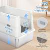 imagePAWZ Road Stainless Steel Cat Litter Box XL Extra Large Enclosed Litter Box with NonSticky Metal Pan 16quot High Sidesampamp AntiLeakage with Scoop Front ampamp Top Dual Entry for Big Cats GrayWhite