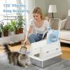imagePAWZ Road Stainless Steel Cat Litter Box XL Extra Large Enclosed Litter Box with NonSticky Metal Pan 16quot High Sidesampamp AntiLeakage with Scoop Front ampamp Top Dual Entry for Big Cats GrayWhite