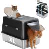 imagePAWZ Road Stainless Steel Cat Litter Box XL Extra Large Enclosed Litter Box with NonSticky Metal Pan 16quot High Sidesampamp AntiLeakage with Scoop Front ampamp Top Dual Entry for Big Cats GrayBlack