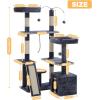 imagePAWZ Road 54 Inch Cat Tree with Condo ampamp MultiLevel Platforms Sisal Scratching Posts ampamp Pad and Hanging Balls for Indoor CatsDark Drey