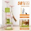 image:imagePAWZ Road 70 Inch Cat Tower Pink Cat Tree with 2 Cozy Condos 2 Plush Perch Large Basket 2 Scraching Pad amp 6 Scraching Posts for Indoor Cats Large Adult
