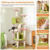image:imagePAWZ Road 70 Inch Cat Tower Pink Cat Tree with 2 Cozy Condos 2 Plush Perch Large Basket 2 Scraching Pad amp 6 Scraching Posts for Indoor Cats Large Adult