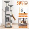 image:imagePAWZ Road 70 Inch Cat Tower Tall Cat Tree with 2 Cozy Condos 2 Plush Perch Large Basket 2 Scraching Pad amp 6 Scraching Posts for Indoor Cats Large Adult Gray