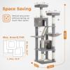 image:imagePAWZ Road 70 Inch Cat Tower Tall Cat Tree with 2 Cozy Condos 2 Plush Perch Large Basket 2 Scraching Pad amp 6 Scraching Posts for Indoor Cats Large Adult Gray