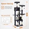 image:imagePAWZ Road 70 Inch Cat Tower Tall Cat Tree with 2 Cozy Condos 2 Plush Perch Large Basket 2 Scraching Pad amp 6 Scraching Posts for Indoor Cats Large Adult Dark Gray