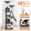 image:imagePAWZ Road 70 Inch Cat Tower Tall Cat Tree with 2 Cozy Condos 2 Plush Perch Large Basket 2 Scraching Pad amp 6 Scraching Posts for Indoor Cats Large Adult Dark Gray