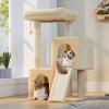 image:imagePAWZ Road Cat Tree 35 Inches Cat Tower with Dual Condos for Adult CatsEnlarged Top Perch Scratching PostsampPad for Indoor CatsGrayBeige