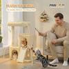 image:imagePAWZ Road Cat Tree 35 Inches Cat Tower with Dual Condos for Adult CatsEnlarged Top Perch Scratching PostsampPad for Indoor CatsGrayBeige