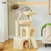image:imagePAWZ Road Cat Tree 35 Inches Cat Tower with Dual Condos for Adult CatsEnlarged Top Perch Scratching PostsampPad for Indoor CatsGrayBeige