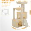 image:imagePAWZ Road Cat Tree 35 Inches Cat Tower with Dual Condos for Adult CatsEnlarged Top Perch Scratching PostsampPad for Indoor CatsGrayBeige