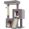 image:imagePAWZ Road Cat Tree 35 Inches Cat Tower with Dual Condos for Adult CatsEnlarged Top Perch Scratching PostsampPad for Indoor CatsGrayGray