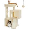 image:imagePAWZ Road Cat Tree 35 Inches Cat Tower with Dual Condos for Adult CatsEnlarged Top Perch Scratching PostsampPad for Indoor CatsGrayBeige