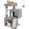 image:imagePAWZ Road Cat Tree 35 Inches Cat Tower with Dual Condos for Adult CatsEnlarged Top Perch Scratching PostsampPad for Indoor CatsGrayGray