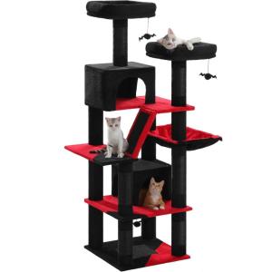 image:imagePAWZ Road 70 Inch Cat Tower Gothic Cat Tree with 2 Cozy Condos 2 Plush Perch Large Basket 2 Scraching Pad amp 6 Scraching Posts for Indoor Cats Large Adult
