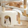 image:imagePAWZ Road Modern Cat Tree with Natural Solid Wood Scratching Post 40 Inches Cat Tower with Large Wicker BasketSpacious HammockLuxury Condo for Indoor CatsBrownWhite