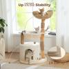 image:imagePAWZ Road Modern Cat Tree with Natural Solid Wood Scratching Post 40 Inches Cat Tower with Large Wicker BasketSpacious HammockLuxury Condo for Indoor CatsBrownWhite