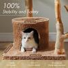 image:imagePAWZ Road Modern Cat Tree with Natural Solid Wood Scratching Post 40 Inches Cat Tower with Large Wicker BasketSpacious HammockLuxury Condo for Indoor CatsBrownBrown