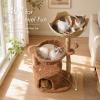 image:imagePAWZ Road Modern Cat Tree with Natural Solid Wood Scratching Post 40 Inches Cat Tower with Large Wicker BasketSpacious HammockLuxury Condo for Indoor CatsBrownBrown