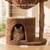 image:imagePAWZ Road Modern Cat Tree with Natural Solid Wood Scratching Post 40 Inches Cat Tower with Large Wicker BasketSpacious HammockLuxury Condo for Indoor CatsBrownBrown