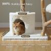 image:imagePAWZ Road Modern Cat Tree with Natural Solid Wood Scratching Post 40 Inches Cat Tower with Large Wicker BasketSpacious HammockLuxury Condo for Indoor CatsBrownWhite
