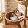 image:imagePAWZ Road Modern Cat Tree with Natural Solid Wood Scratching Post 40 Inches Cat Tower with Large Wicker BasketSpacious HammockLuxury Condo for Indoor CatsBrownBrown