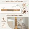 image:imagePAWZ Road Modern Cat Tree with Natural Solid Wood Scratching Post 40 Inches Cat Tower with Large Wicker BasketSpacious HammockLuxury Condo for Indoor CatsBrownWhite