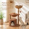 image:imagePAWZ Road Modern Cat Tree with Natural Solid Wood Scratching Post 40 Inches Cat Tower with Large Wicker BasketSpacious HammockLuxury Condo for Indoor CatsBrownBrown