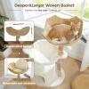 image:imagePAWZ Road Modern Cat Tree with Natural Solid Wood Scratching Post 40 Inches Cat Tower with Large Wicker BasketSpacious HammockLuxury Condo for Indoor CatsBrownWhite