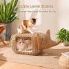 image:imagePAWZ Road Unique ElephantShaped Cute Cat House  Handwoven Rattan Cat Condo with Removable Mat for Indoor CatsBrown