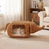 image:imagePAWZ Road Unique ElephantShaped Cute Cat House  Handwoven Rattan Cat Condo with Removable Mat for Indoor CatsBrown