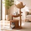 image:imagePAWZ Road Modern Cat Tree with Natural Solid Wood Scratching Post 40 Inches Cat Tower with Large Wicker BasketSpacious HammockLuxury Condo for Indoor CatsBrownBrown