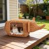 image:imagePAWZ Road Unique ElephantShaped Cute Cat House  Handwoven Rattan Cat Condo with Removable Mat for Indoor CatsBrown