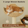image:image437 Inch Modern Cat Tree for Indoor Cats 3 Handwoven Rattan Baskets with Thick Cushions MultiLevel Cat Tower with Sisal Scratching Posts amp Hanging Toys for Large CatsBrownBrown